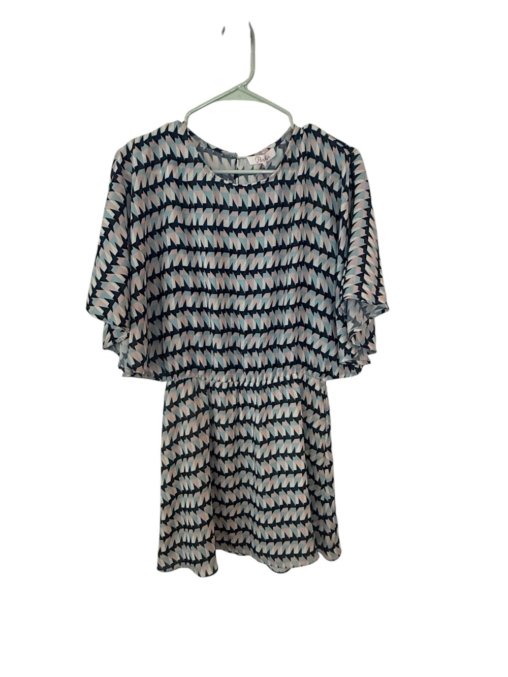 Parker Printed Flutter Sleeve Waist Dress - Black & Cream NWT size small